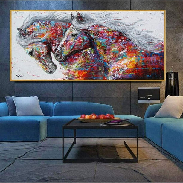 Modern Abstract Oil Painting Colorful Horse Canvas Room Wall Painting No Frame